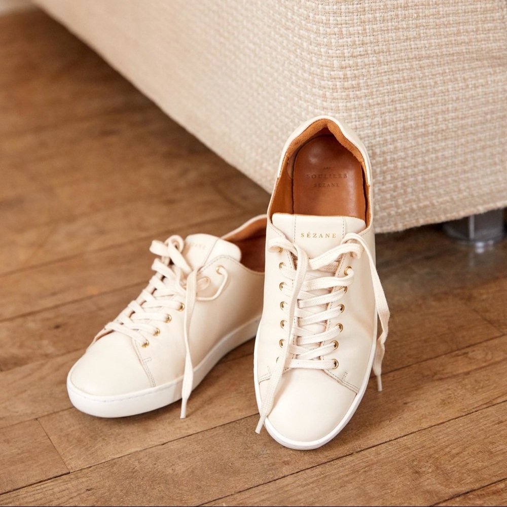 Sezane Jack Sneakers Sz 38 (US 7.5/8) Ecru